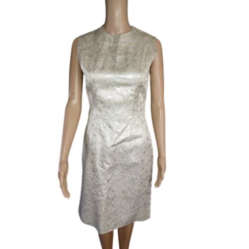 Vintage Silver Metallic starburst embossed back zip dress Monroe inspired